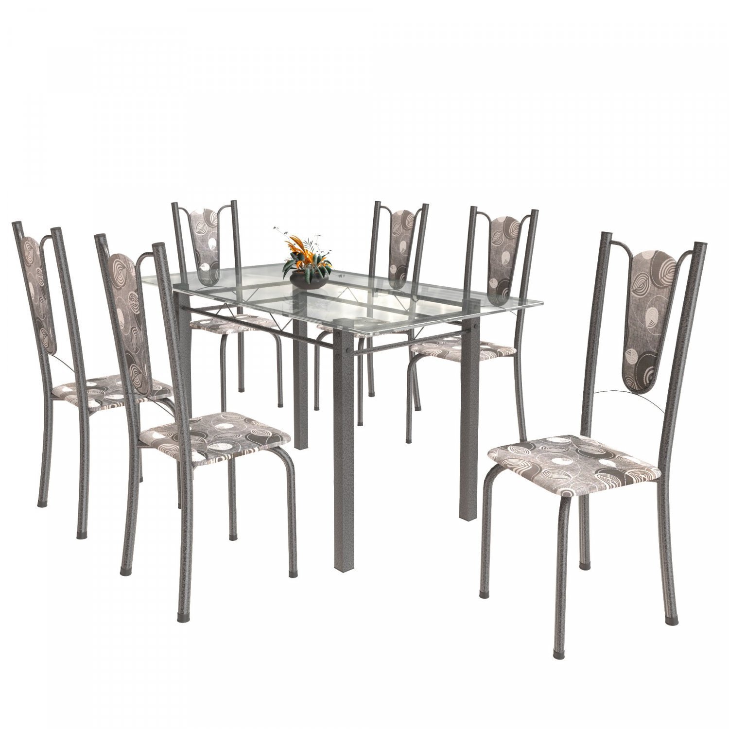 Conjunto de Mesa Tubular 6 Cadeiras 140cm com Tampo de Vidro Melissa  - 2