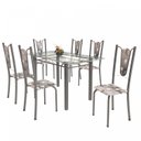 Ver imagem 2 de Conjunto de Mesa Tubular 6 Cadeiras 140cm com Tampo de Vidro Melissa Prata/Paraopeba