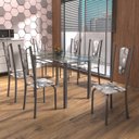 Ver imagem 1 de Conjunto de Mesa Tubular 6 Cadeiras 140cm com Tampo de Vidro Melissa Prata/Paraopeba
