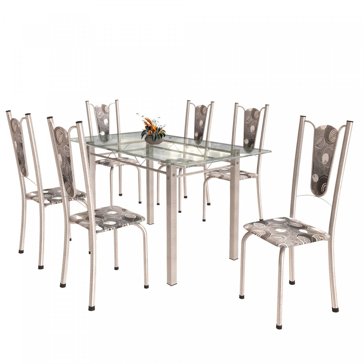 Conjunto de Mesa Tubular 6 Cadeiras 140cm com Tampo de Vidro Melissa  - 2