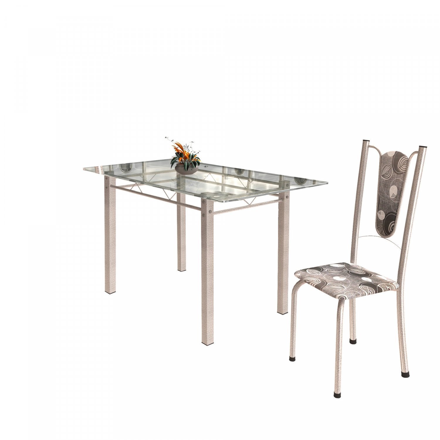 Conjunto de Mesa Tubular 6 Cadeiras 140cm com Tampo de Vidro Melissa  - 6