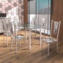 Ver imagem 1 de Conjunto de Mesa Tubular 6 Cadeiras 140cm com Tampo de Vidro Melissa Branco/Paraopeba/Pérola