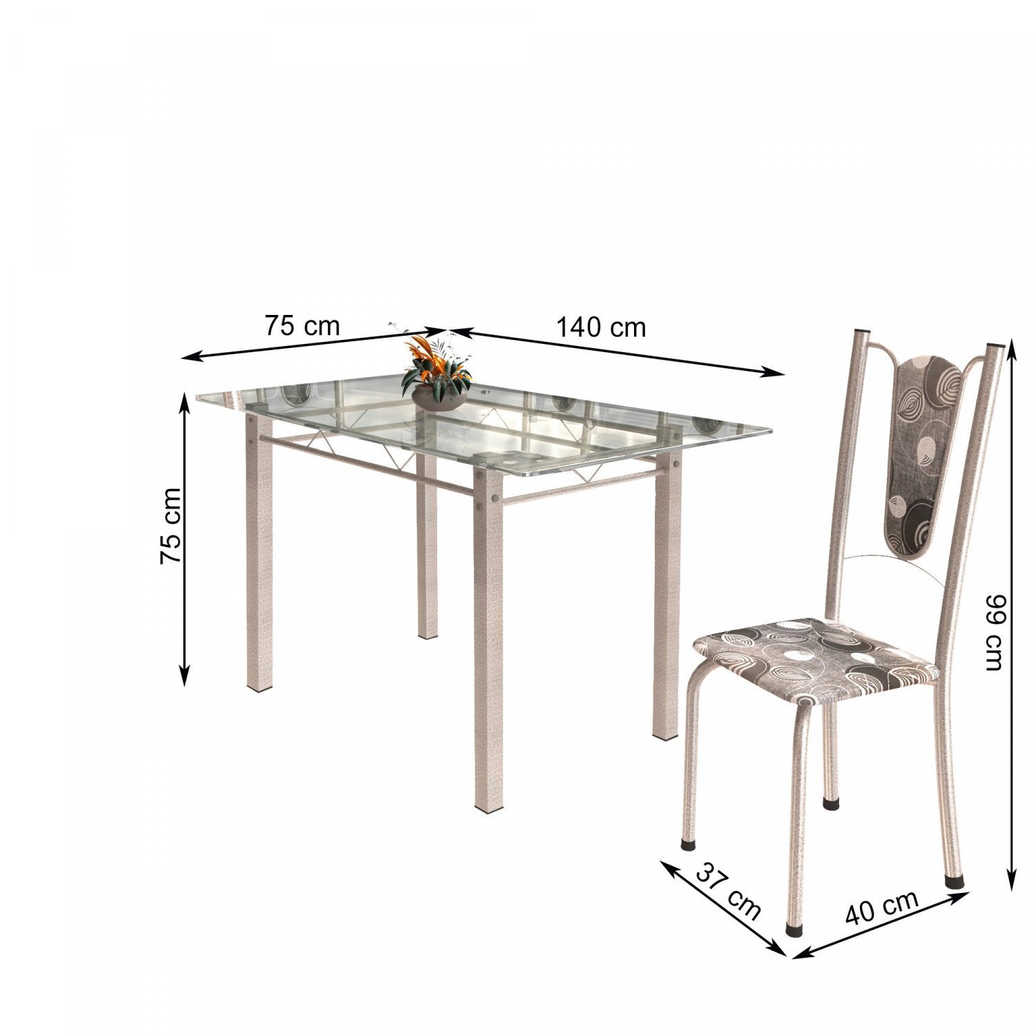 Conjunto de Mesa Tubular 6 Cadeiras 140cm com Tampo de Vidro Melissa  - 3