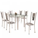Ver imagem 2 de Conjunto de Mesa Tubular 6 Cadeiras 140cm com Tampo de Vidro Melissa Branco/Paraopeba/Pérola
