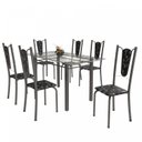 Ver imagem 2 de Conjunto de Mesa Tubular 6 Cadeiras 140cm com Tampo de Vidro Melissa Prata/Paraopeba/Pérola