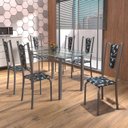 Ver imagem 1 de Conjunto de Mesa Tubular 6 Cadeiras 140cm com Tampo de Vidro Melissa Prata/Paraopeba/Pérola