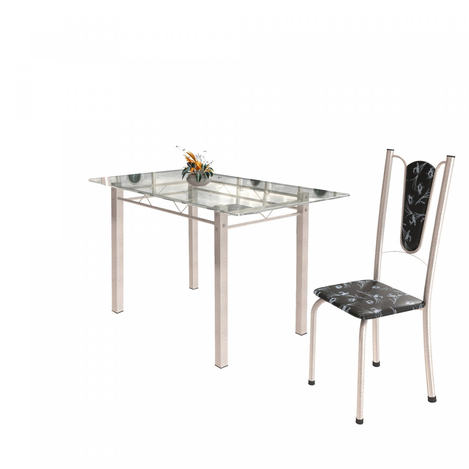 Conjunto de Mesa Tubular 6 Cadeiras 140cm com Tampo de Vidro Melissa  - 6