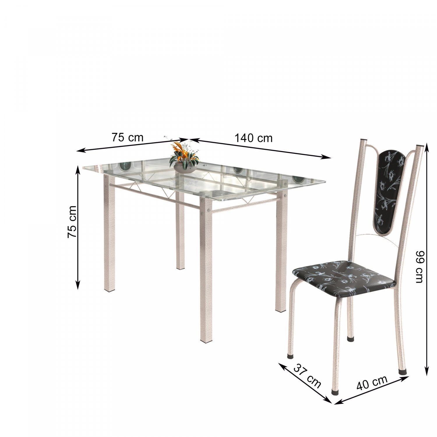 Conjunto de Mesa Tubular 6 Cadeiras 140cm com Tampo de Vidro Melissa  - 3