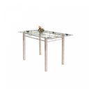 Ver imagem 4 de Conjunto de Mesa Tubular 6 Cadeiras 140cm com Tampo de Vidro Melissa Branco/Preto Floral/Pérola