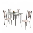 Ver imagem 2 de Conjunto de Mesa Tubular 4 Cadeiras 120cm com Tampo de Vidro Melissa Prata/Botanic Cinza