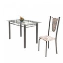 Ver imagem 6 de Conjunto de Mesa Tubular 4 Cadeiras 120cm com Tampo de Vidro Melissa Prata/Botanic Cinza