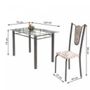 Ver imagem 3 de Conjunto de Mesa Tubular 4 Cadeiras 120cm com Tampo de Vidro Melissa Prata/Botanic Cinza