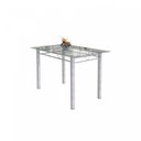 Ver imagem 4 de Conjunto de Mesa Tubular 4 Cadeiras 120cm com Tampo de Vidro Melissa Branco/Botanic Cinza/Pérola