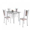 Ver imagem 2 de Conjunto de Mesa Tubular 4 Cadeiras 120cm com Tampo de Vidro Melissa Branco/Botanic Cinza/Pérola