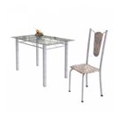 Ver imagem 6 de Conjunto de Mesa Tubular 4 Cadeiras 120cm com Tampo de Vidro Melissa Branco/Botanic Cinza/Pérola