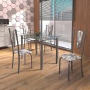 Ver imagem 1 de Conjunto de Mesa Tubular 4 Cadeiras 120cm com Tampo de Vidro Melissa Prata/Paraopeba