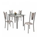 Ver imagem 2 de Conjunto de Mesa Tubular 4 Cadeiras 120cm com Tampo de Vidro Melissa Prata/Paraopeba
