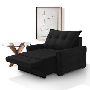 Poltrona Confortável Retrátil e Reclinável 85cm Dubai Veludo Preto
