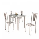 Ver imagem 2 de Conjunto de Mesa Tubular 4 Cadeiras 120cm com Tampo de Vidro Melissa Prata/Paraopeba/Pérola