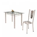 Ver imagem 6 de Conjunto de Mesa Tubular 4 Cadeiras 120cm com Tampo de Vidro Melissa Prata/Paraopeba/Pérola