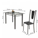 Ver imagem 3 de Conjunto de Mesa Tubular 4 Cadeiras 120cm com Tampo de Vidro Melissa Prata/Preto Floral