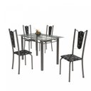 Ver imagem 2 de Conjunto de Mesa Tubular 4 Cadeiras 120cm com Tampo de Vidro Melissa Prata/Preto Floral