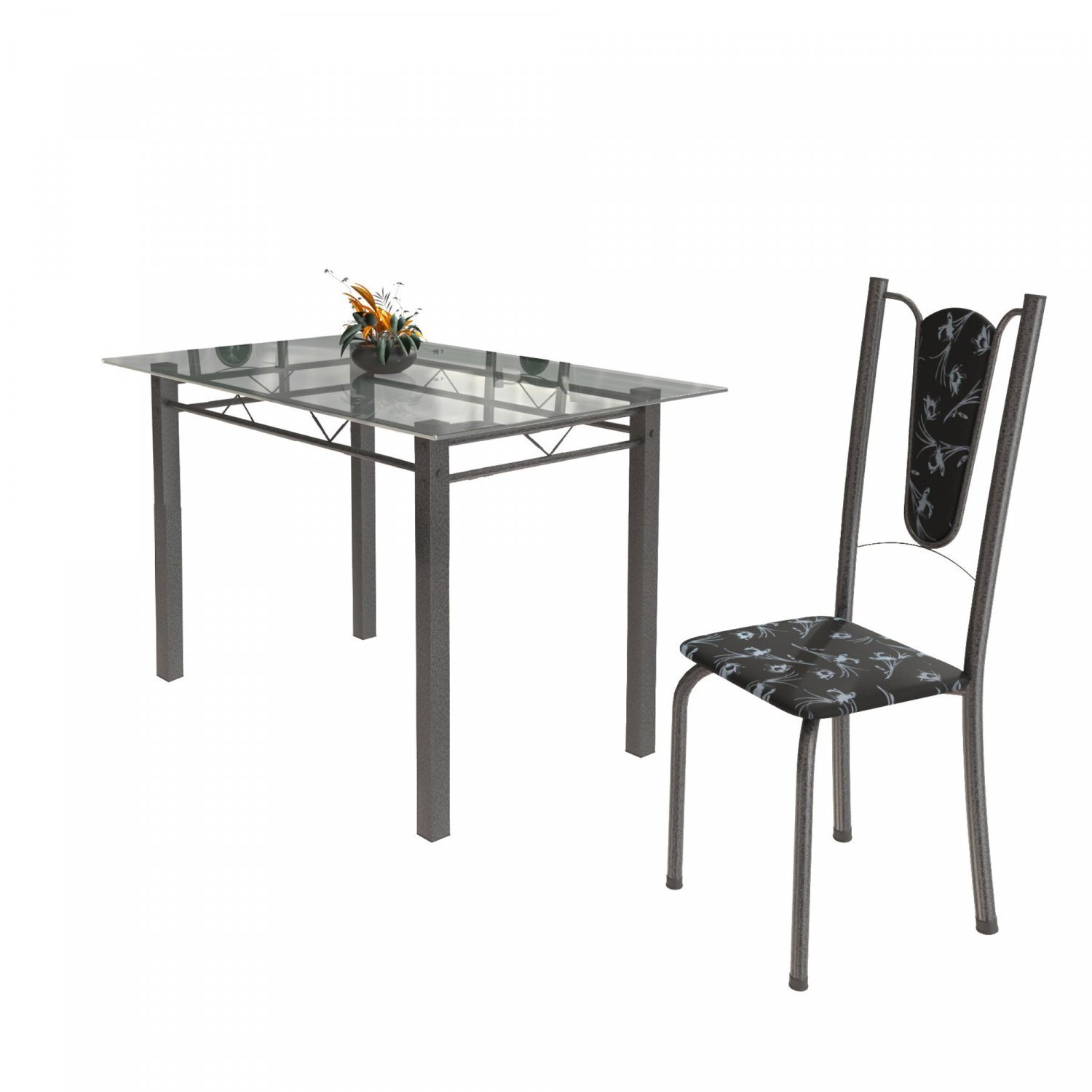 Conjunto de Mesa Tubular 4 Cadeiras 120cm com Tampo de Vidro Melissa  - 6