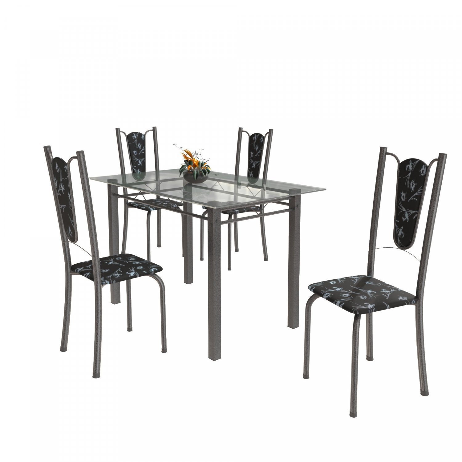 Conjunto de Mesa Tubular 4 Cadeiras 120cm com Tampo de Vidro Melissa  - 2