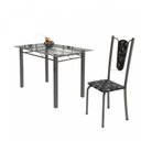 Ver imagem 6 de Conjunto de Mesa Tubular 4 Cadeiras 120cm com Tampo de Vidro Melissa Prata/Preto Floral