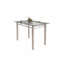 Ver imagem 4 de Conjunto de Mesa Tubular 4 Cadeiras 120cm com Tampo de Vidro Melissa Branco/Preto Floral/Pérola