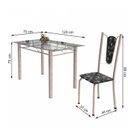 Ver imagem 3 de Conjunto de Mesa Tubular 4 Cadeiras 120cm com Tampo de Vidro Melissa Branco/Preto Floral/Pérola