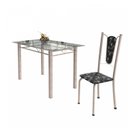 Ver imagem 6 de Conjunto de Mesa Tubular 4 Cadeiras 120cm com Tampo de Vidro Melissa Branco/Preto Floral/Pérola