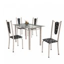 Ver imagem 2 de Conjunto de Mesa Tubular 4 Cadeiras 120cm com Tampo de Vidro Melissa Branco/Preto Floral/Pérola