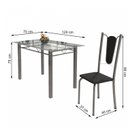 Ver imagem 3 de Conjunto de Mesa Tubular 4 Cadeiras 120cm com Tampo de Vidro Melissa Prata/Preto