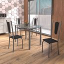 Ver imagem 1 de Conjunto de Mesa Tubular 4 Cadeiras 120cm com Tampo de Vidro Melissa Prata/Preto