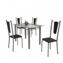 Ver imagem 2 de Conjunto de Mesa Tubular 4 Cadeiras 120cm com Tampo de Vidro Melissa Prata/Preto