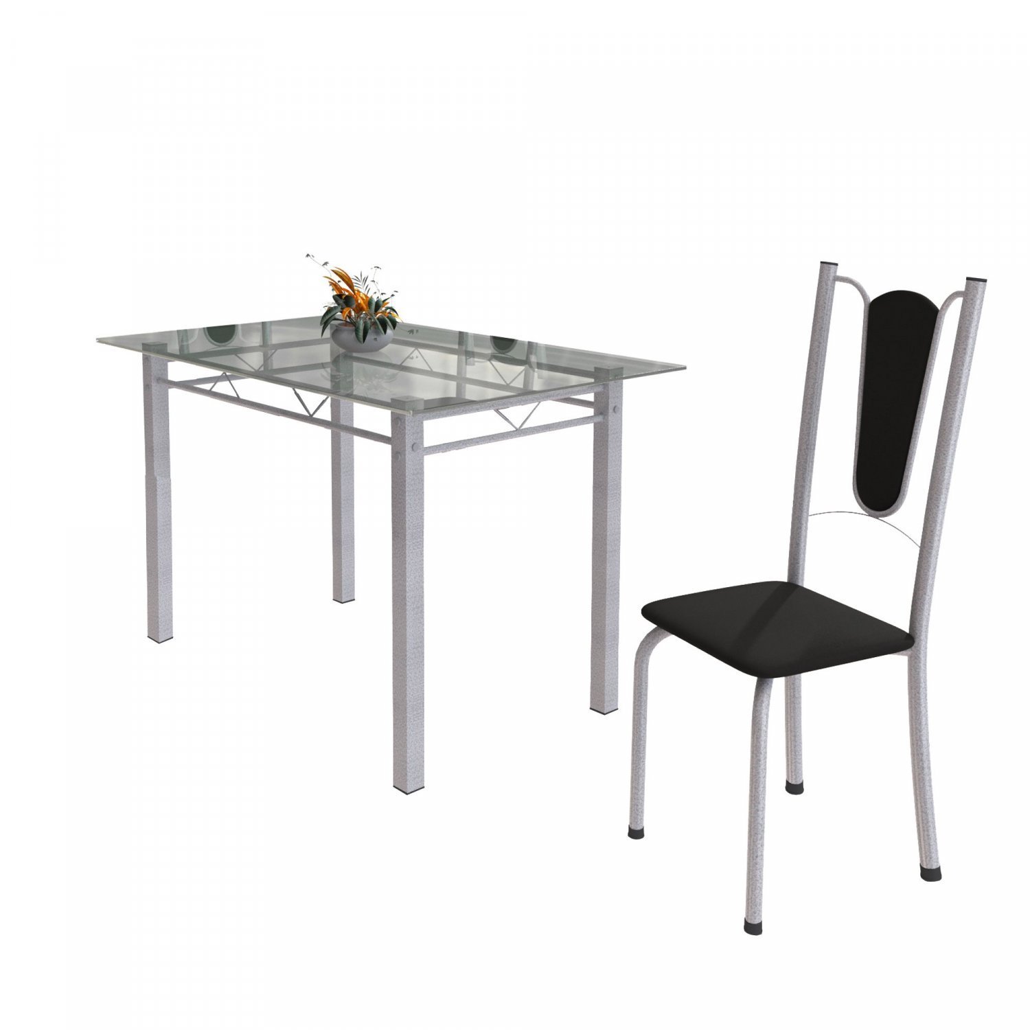 Conjunto de Mesa Tubular 4 Cadeiras 120cm com Tampo de Vidro Melissa  - 6