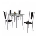 Ver imagem 2 de Conjunto de Mesa Tubular 4 Cadeiras 120cm com Tampo de Vidro Melissa Branco/Preto/Pérola