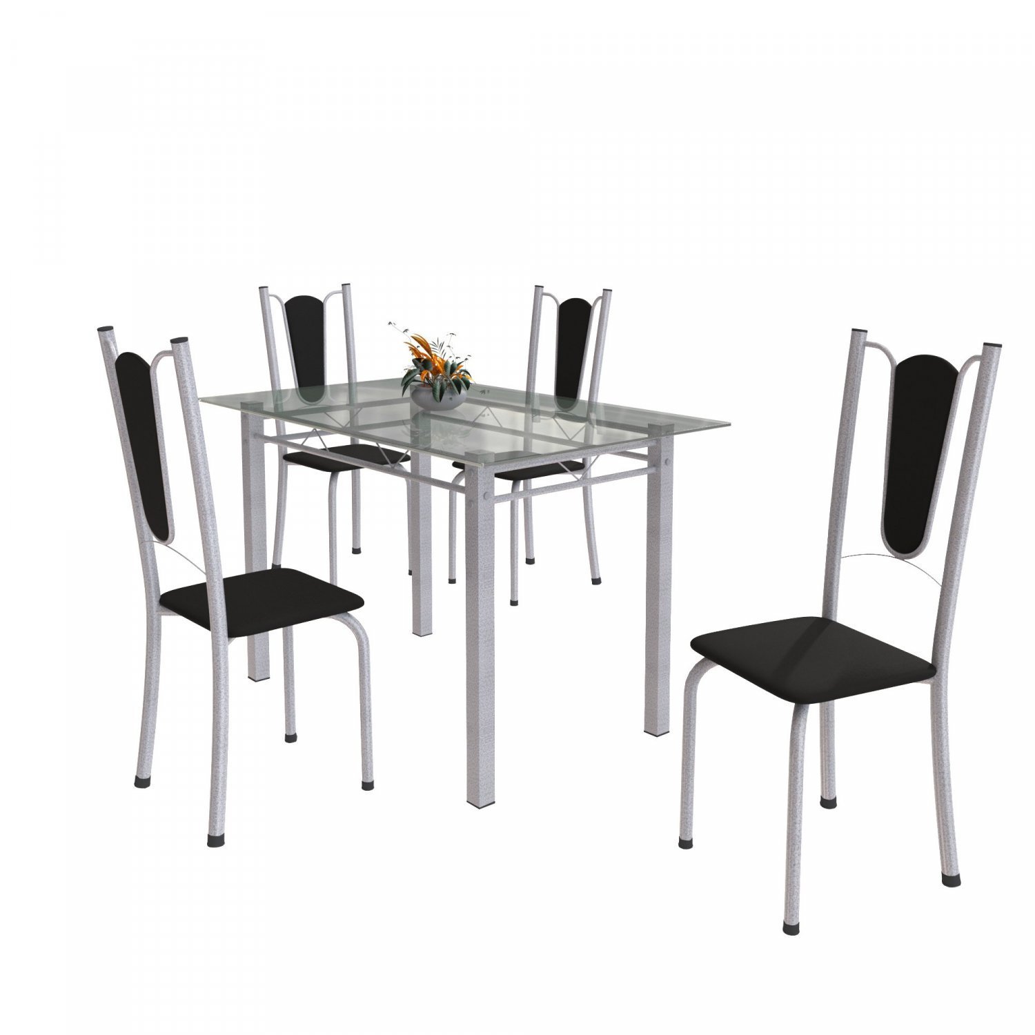 Conjunto de Mesa Tubular 4 Cadeiras 120cm com Tampo de Vidro Melissa  - 2