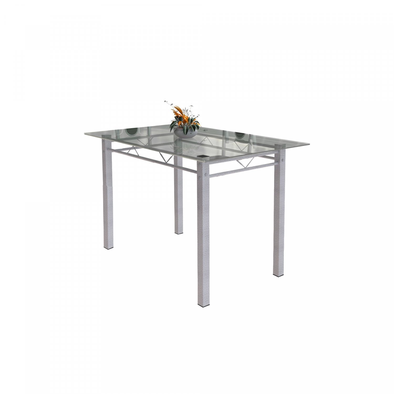 Conjunto de Mesa Tubular 4 Cadeiras 120cm com Tampo de Vidro Melissa  - 4