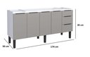 Ver imagem 2 de Gabinete Armário Cozinha Jupter 1.80 Mt 100% Aço Galvanizado P/ Pia -balção 180 Cm -4 Portas- 3 Gave
