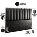 Ver imagem 6 de Kit Cabeceira Cama Box Casal King 195cm com Calçadeira Baú Dália W01 Couríssimo Preto - Lyam Lyam de