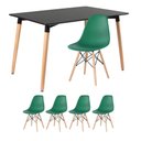 Ver imagem 1 de Kit - Mesa Retangular Eames 80 X 120 Cm + 4 Cadeiras Dsw Mesa Preto com Cadeiras Verde Escuro