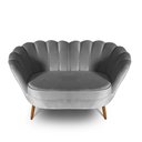 Ver imagem 2 de Sofá 2 lugares Namoradeira Pétala para Sala Pés Palito Veludo Cinza - W&D Decor