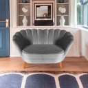 Ver imagem 1 de Sofá 2 lugares Namoradeira Pétala para Sala Pés Palito Veludo Cinza - W&D Decor