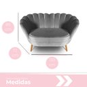 Ver imagem 3 de Sofá 2 lugares Namoradeira Pétala para Sala Pés Palito Veludo Cinza - W&D Decor