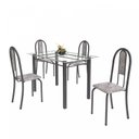 Ver imagem 2 de Conjunto Mesa Tubular 120cm Tampo em Vidro com 4 Cadeiras Iris Prata/Botanic Cinza