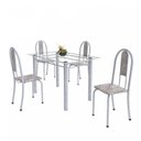 Ver imagem 2 de Conjunto Mesa Tubular 120cm Tampo em Vidro com 4 Cadeiras Iris Branco/Botanic Cinza/Pérola