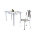 Ver imagem 6 de Conjunto Mesa Tubular 120cm Tampo em Vidro com 4 Cadeiras Iris Branco/Botanic Cinza/Pérola
