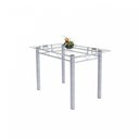 Ver imagem 4 de Conjunto Mesa Tubular 120cm Tampo em Vidro com 4 Cadeiras Iris Branco/Botanic Cinza/Pérola